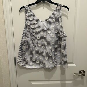 A New Day Black and White Boxy Sleeveless Tank Top